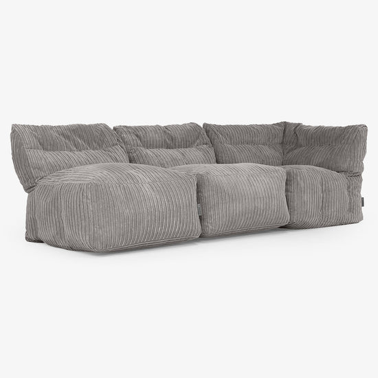 Sofa Modułowa 3-osobowa bez Podłokietników - Klasyczny sztruks Grafit szarość 03