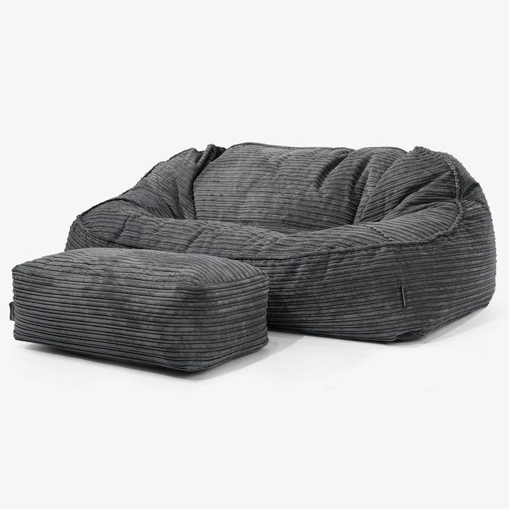 Duża sofa pufa Sloucher - Klasyczny sztruks Czerń 02