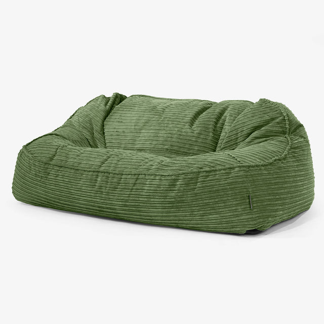Duża sofa pufa Sloucher - Klasyczny sztruks Leśna zieleń 01