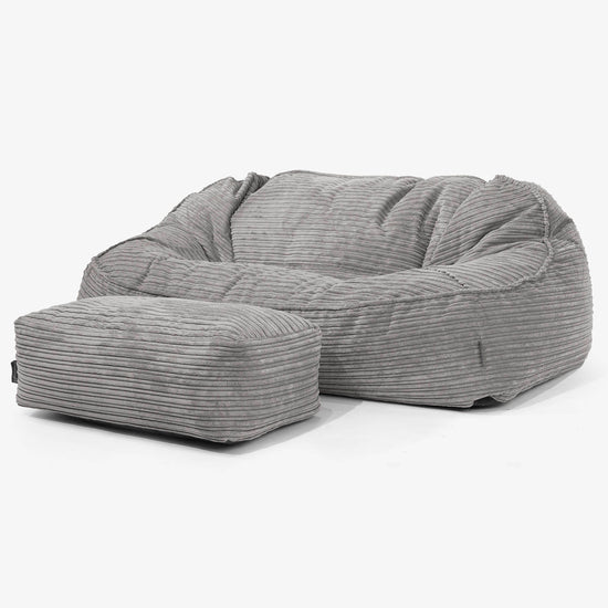 Duża sofa pufa Sloucher - Klasyczny sztruks Grafit szarość 02