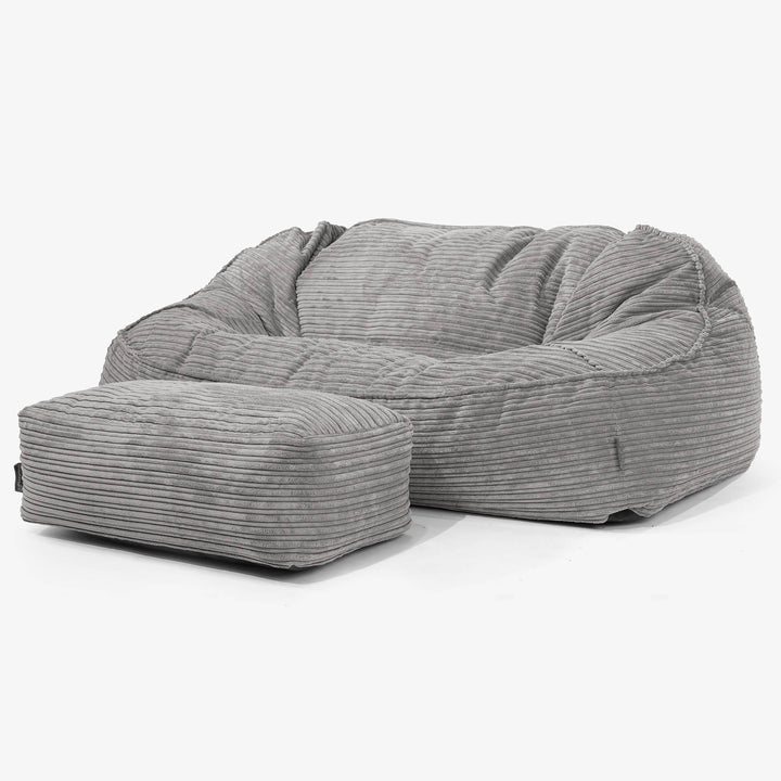 Duża sofa pufa Sloucher - Klasyczny sztruks Grafit szarość 02