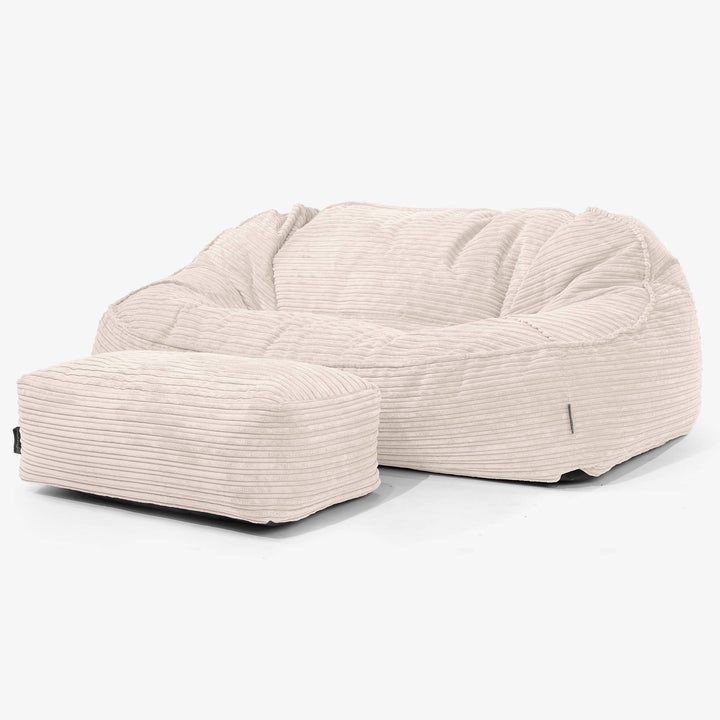 Duża sofa pufa Sloucher - Klasyczny sztruks Kość słoniowa 02