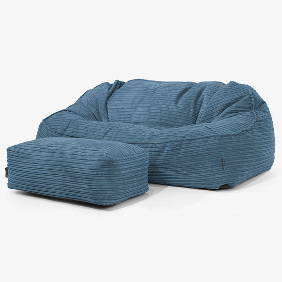Duża sofa pufa Sloucher - Klasyczny sztruks Beżowa szarość 02