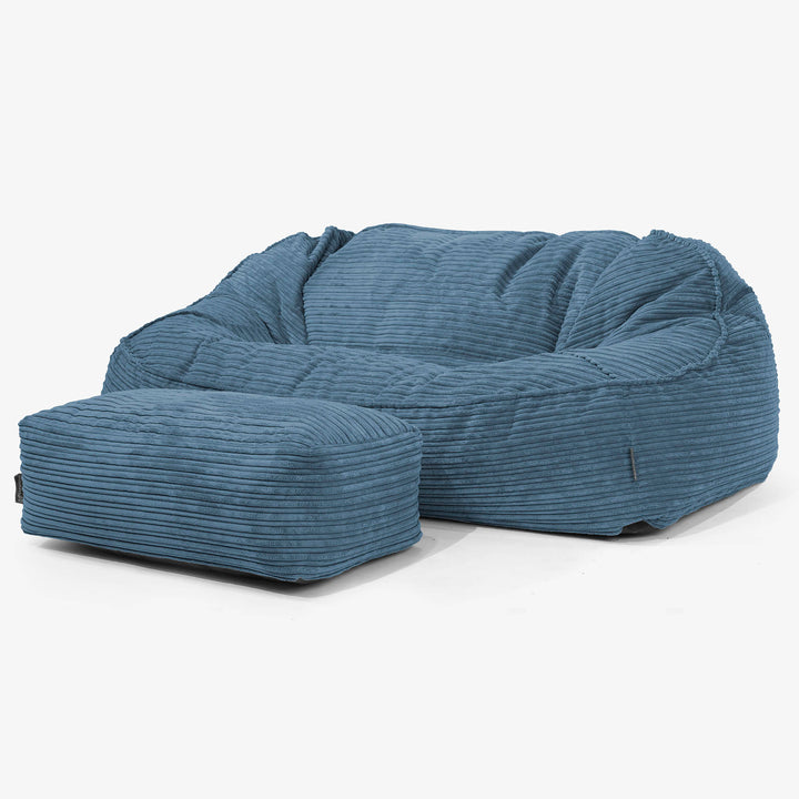 Duża sofa pufa Sloucher - Klasyczny sztruks Beżowa szarość 02