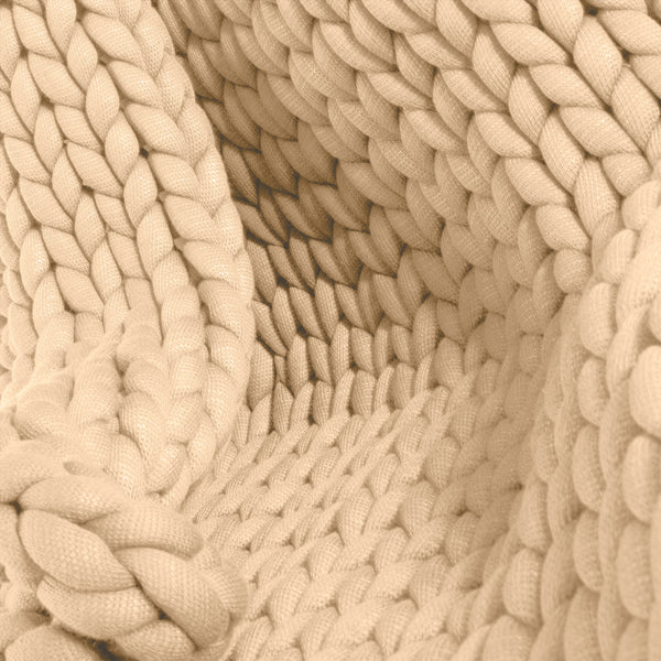 Koc obciążeniowy dla dorosłych - Gruba dzianina Śmietanka Fabric Close-up Image