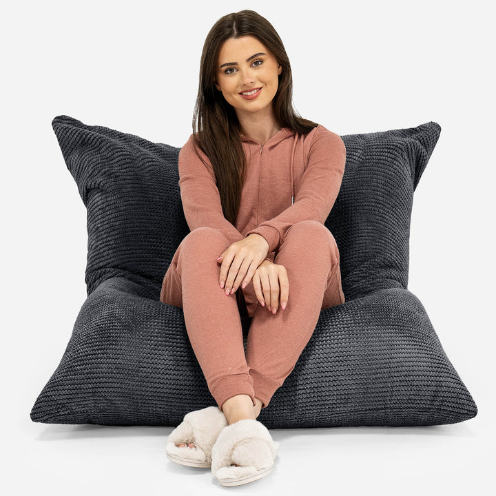 Bardzo duża pufa XXL - Pom Pom Czerń 02