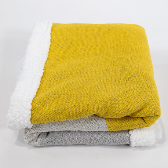 Narzuta / koc - Dzianina Geometryczny blok kolorów Szarość 02