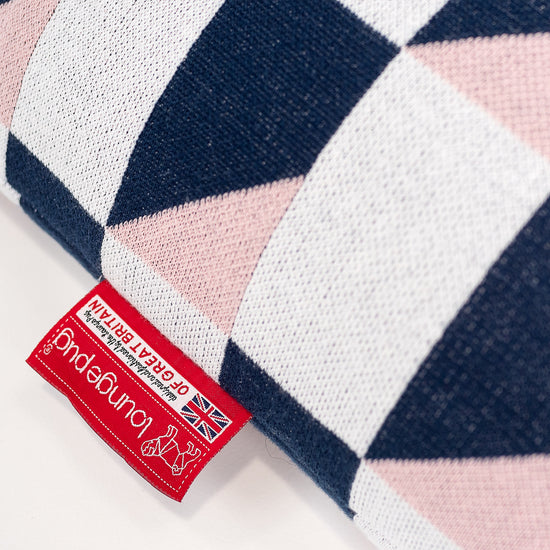 Pufa leżanka graczy - Dzianina Geometryczny Niebieski 02