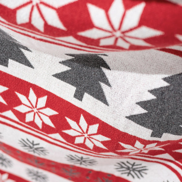 Narzuta / koc - Dzianina Świąteczny Fairisle Czerwień Fabric Close-up Image