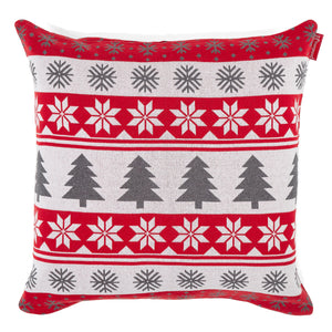 Poszewka na poduszkę ozdobna XL 70 x 70cm - Dzianina Świąteczny Fairisle Czerwień