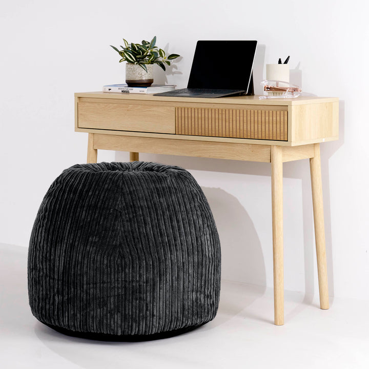 Ergonomiczne biurowe pouf-krzesło - Klasyczny sztruks Czerń - 02