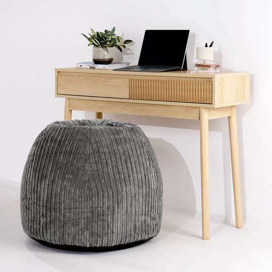 Ergonomiczne biurowe pouf-krzesło - Klasyczny sztruks Grafit szarość - 02