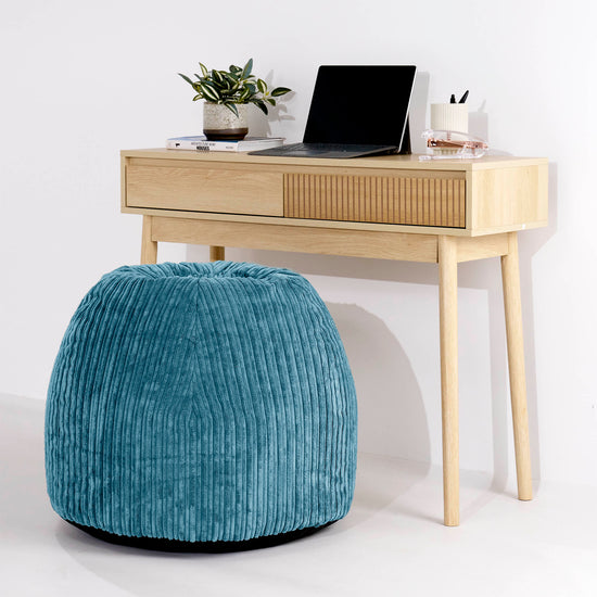 Ergonomiczne biurowe pouf-krzesło - Klasyczny sztruks Morski błękit - 02
