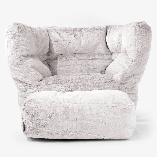 Fotel Albert pufa worki sako 2.0 - Sztuczne futerko z królika Jasna szarość 02