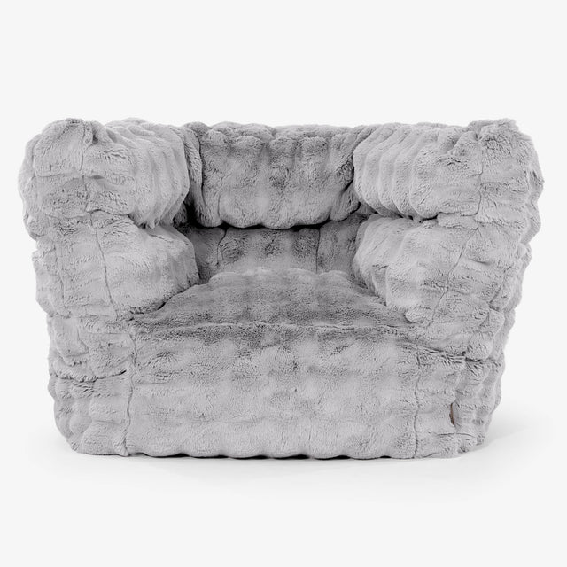 Fotel Albert pufa worki sako 2.0 - Sztuczne futro Bąbelkowe Szarość 01