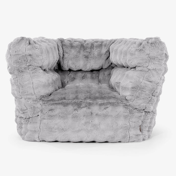 Fotel Albert pufa worki sako 2.0 - Sztuczne futro Bąbelkowe Szarość 01