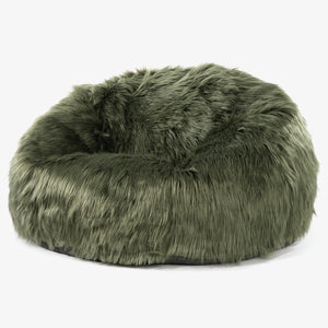 Klasyczna sofa pufa - Mongolskie Sztuczne Futro Szałwiowy zielony
