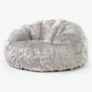 Klasyczna sofa pufa - Mongolskie Sztuczne Futro Szarość