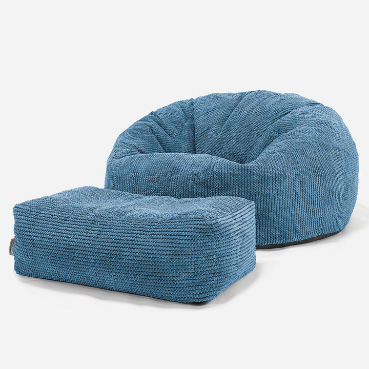 Klasyczna sofa pufa - Pom Pom Błękit królewski 02
