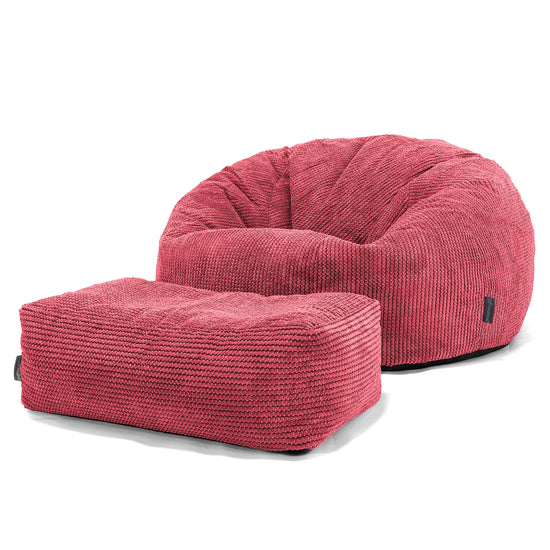 Klasyczna sofa pufa - Pom Pom Czerwony pastelowy 02