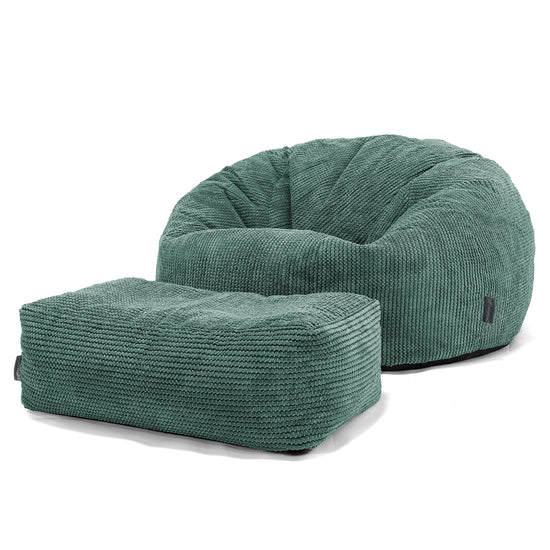 Klasyczna sofa pufa - Pom Pom Zielony Mech 02
