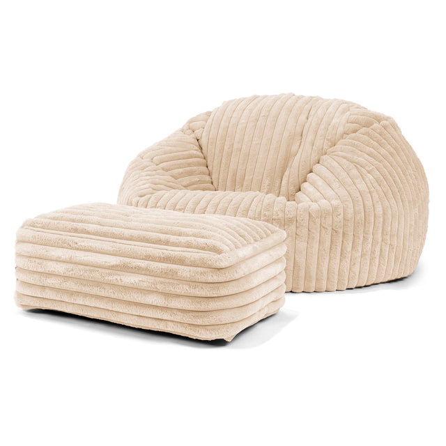 Klasyczna sofa pufa - Sztruks ultra plusz Śmietanka 02