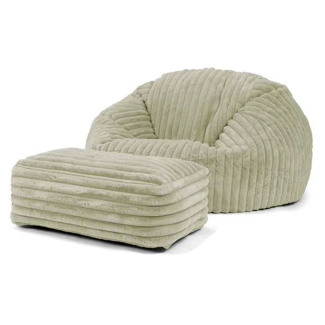 Klasyczna sofa pufa - Sztruks ultra plusz Szałwiowy zielony 02