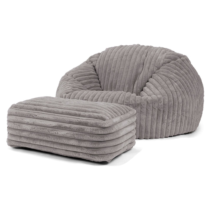 Klasyczna sofa pufa - Sztruks ultra plusz Szarość 02