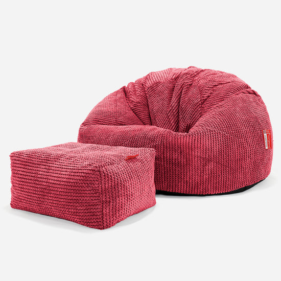 Klasyczne siedzisko pufa sako - Pom Pom Czerwony pastelowy 02