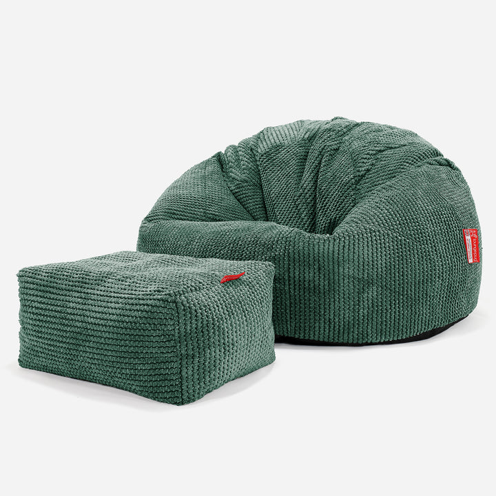 Klasyczne siedzisko pufa sako - Pom Pom Zielony Mech 02