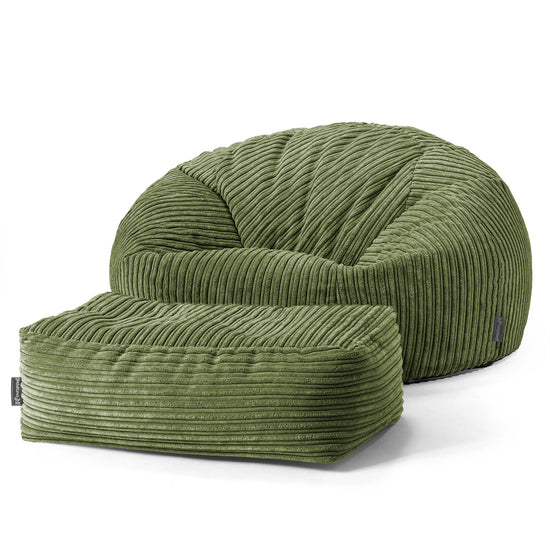 Klasyczna sofa pufa - Klasyczny sztruks Leśna zieleń 02