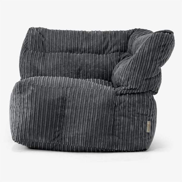 Modułowa Pufa Sofa, Lewy Element Rogowy - Klasyczny sztruks Czerń 01