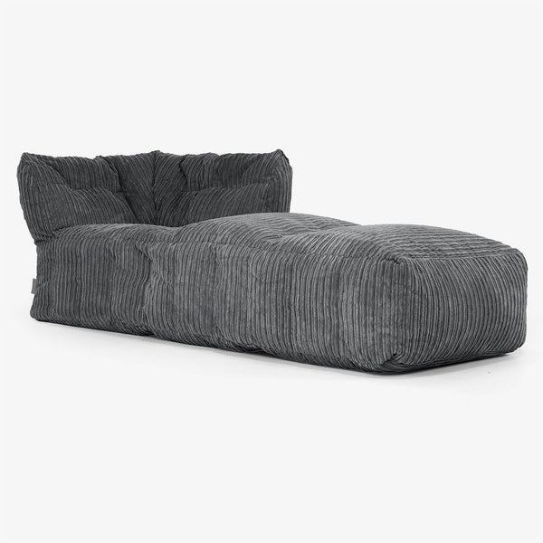 Modułowa Pufa Sofa, Prawy Element Chaise - Klasyczny sztruks Czerń 01