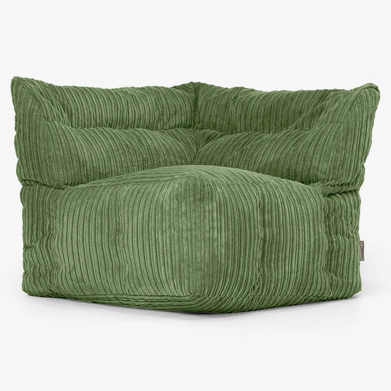 Modułowa Pufa Sofa, Prawy Element Rogowy - Klasyczny sztruks Leśna zieleń 02