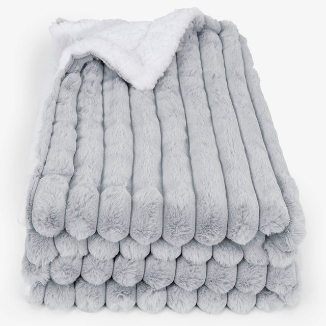 Narzuta / koc Sherpa - Sztruks ultra plusz Kacze jajo niebieskie 02