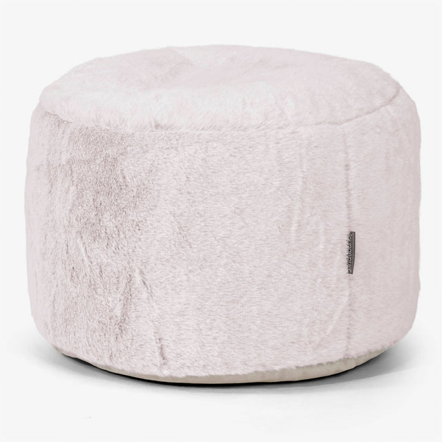 Podnóżek mały okrągły - Sztuczne futerko z królika Łosoś 01