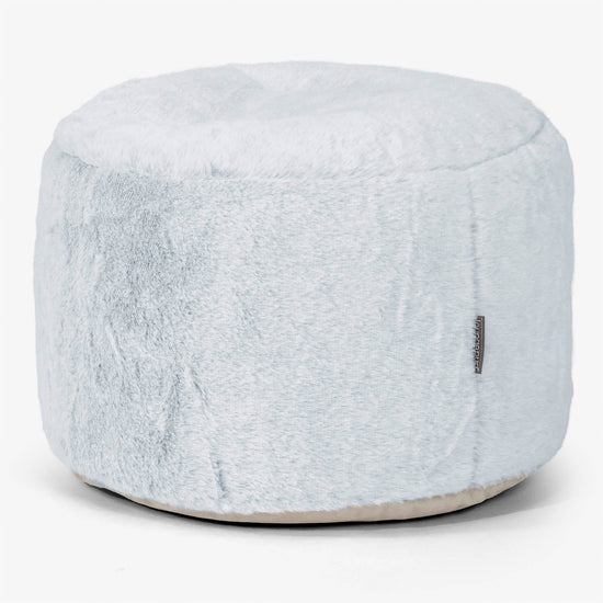 Podnóżek mały okrągły - Sztuczne futerko z królika Popielaty 01