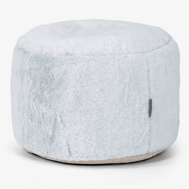 Podnóżek mały okrągły - Sztuczne futerko z królika Popielaty 01