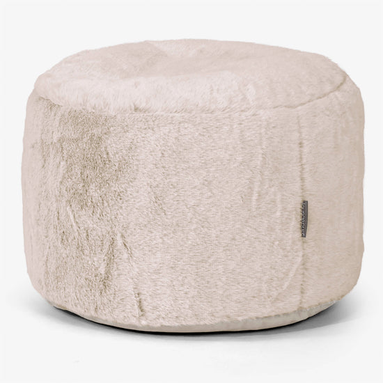 Podnóżek mały okrągły - Sztuczne futerko z królika Złoty brąz 01