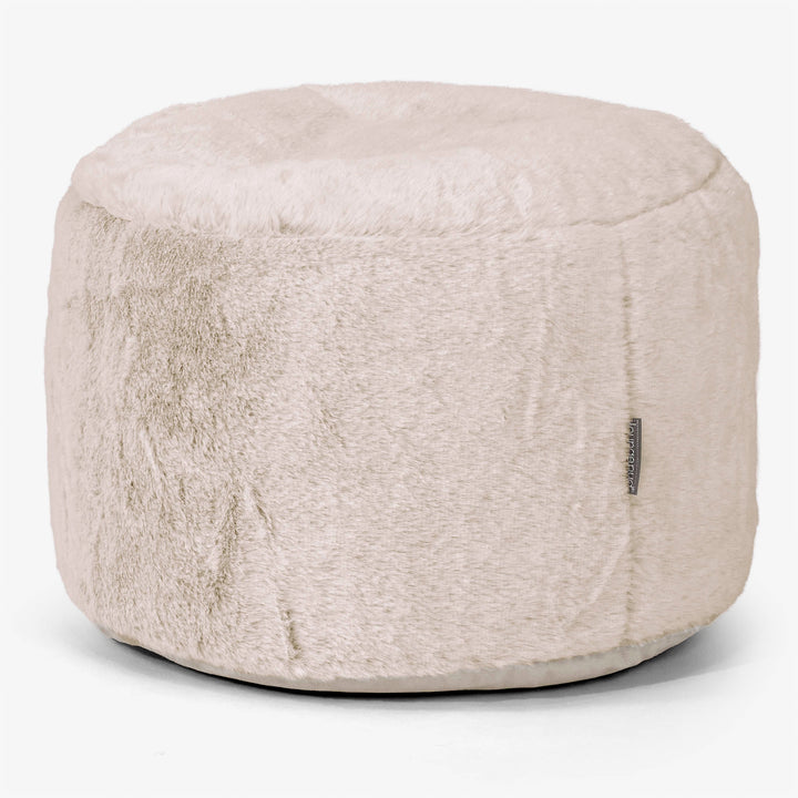 Podnóżek mały okrągły - Sztuczne futerko z królika Złoty brąz 01