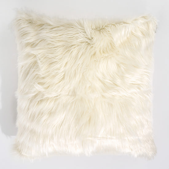 Poszewka na poduszkę ozdobna XL 70 x 70cm - Mongolskie Sztuczne Futro Śmietanka 01