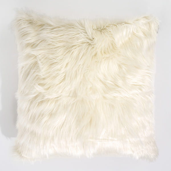 Poszewka na poduszkę ozdobna XL 70 x 70cm - Mongolskie Sztuczne Futro Śmietanka 01