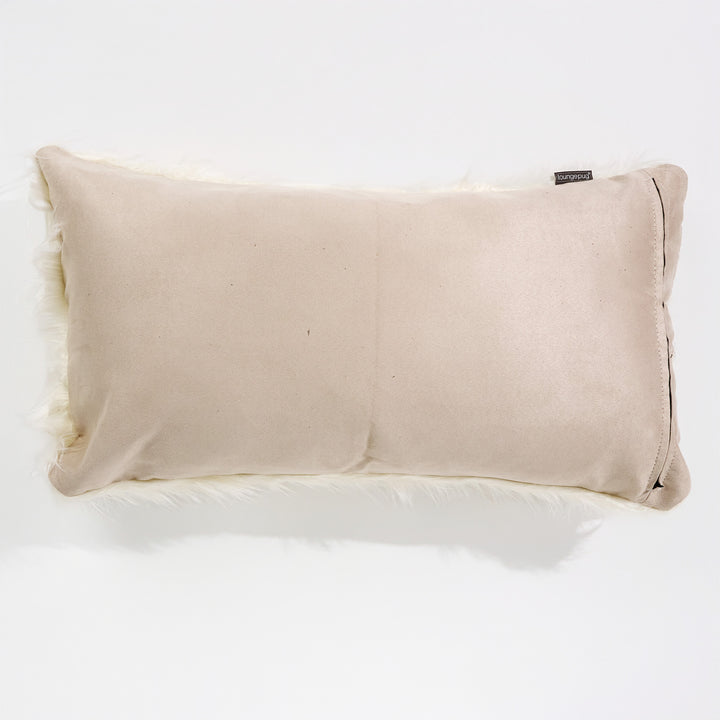 Poszewka na poduszkę XL prostokątna 40 x 70cm - Mongolskie Sztuczne Futro Śmietanka 02