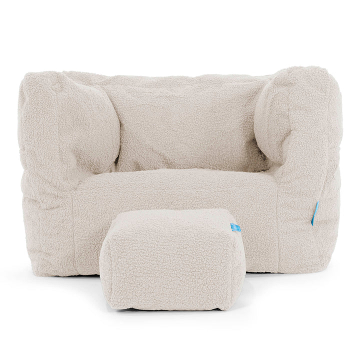 Pufa fotel Albert dla dzieci 1-5 lata - Boucle Kość słoniowa 03