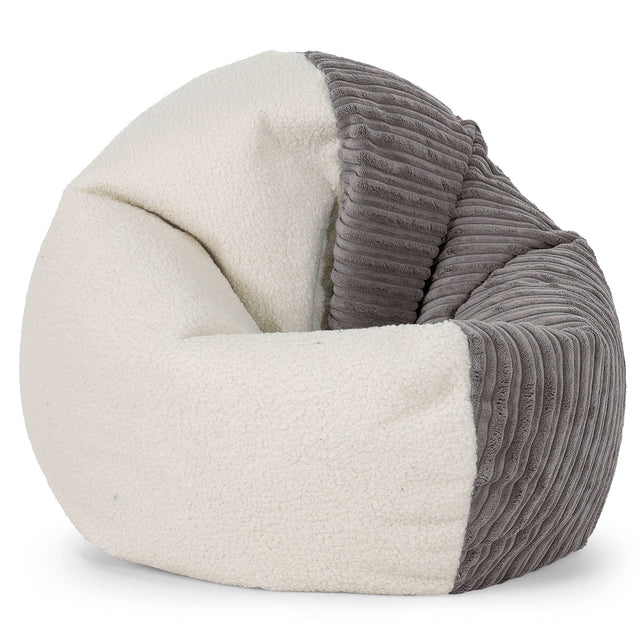 Pufa fotel Flexforma dla dorosłych -  Boucle & sztruks Grafit szarość 01