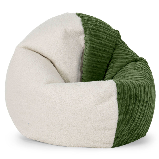 Pufa fotel Flexforma dla dorosłych - Boucle & sztruks Leśna zieleń 01