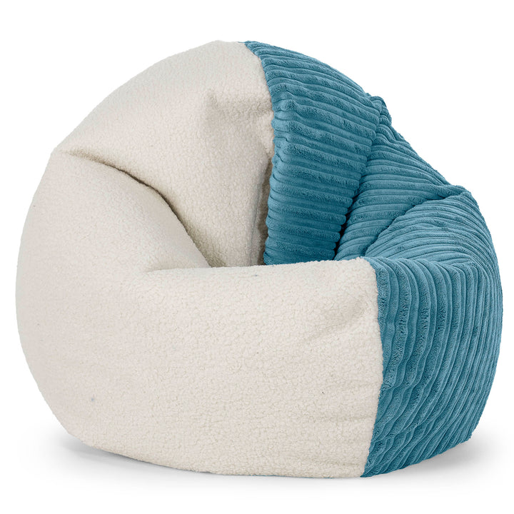 Pufa fotel Flexforma dla dorosłych - Boucle & sztruks Morski błękit 01