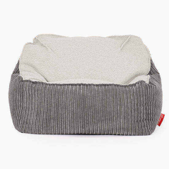 Pufa fotel Sloucher - Boucle & sztruks Grafit szarość 02