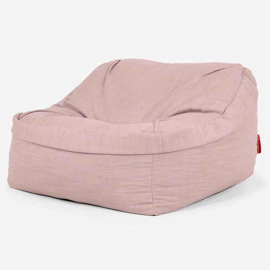 Pufa fotel Sloucher - Faktura lnu Róża 01