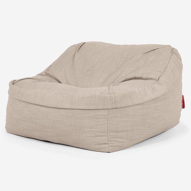 Pufa fotel Sloucher - Faktura lnu Śmietanka 01